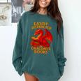 Easily Distracted By Dragons And Books Reading Comfort Colors Sweatshirt Chalky Mint