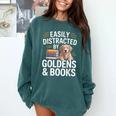 Easily Distracted By Goldens & Books Golden Retriever Dog Comfort Colors Sweatshirt Chalky Mint