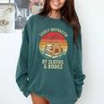 Easily Distracted By Sloths And Books Comfort Colors Sweatshirt Chalky Mint