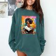 Educated Afro Girl Reading Book Lover History Month Comfort Colors Sweatshirt Chalky Mint