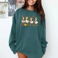 Fall Goose Reading Book Teacher Autumn Pumpkin Cozy Season Comfort Colors Sweatshirt Chalky Mint