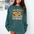 Fall In Love With Reading Thanksgiving Pumpkin Book Lover Comfort Colors Sweatshirt Chalky Mint