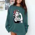 Female Librarian Rosie Riveter Book Guardian Woman Comfort Colors Sweatshirt Chalky Mint