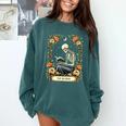 Floral Tarot Card The Reader Skeleton Reading Book Comfort Colors Sweatshirt Chalky Mint Floral Tarot Card The Reader Skeleton Reading Book Comfort Colors Sweatshirt Chalky Mint