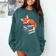 Fox Reading Book Pajama Sleep Comfort Colors Sweatshirt Chalky Mint