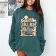 Ghost Book Reading Books Lover Teacher Happy Halloween Comfort Colors Sweatshirt Chalky Mint