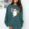 Ghost Reading Books Halloween Library Comfort Colors Sweatshirt Chalky Mint
