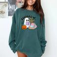 Ghost Reading Halloween Women Teacher Book Lover Comfort Colors Sweatshirt Chalky Mint Ghost Reading Halloween Women Teacher Book Lover Comfort Colors Sweatshirt Chalky Mint