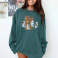 Ghosts Reading Books Teacher Halloween Librarian Book Lover Comfort Colors Sweatshirt Chalky Mint