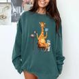 Giraffe Reading Tea Books Coffee Book Lover Graphic Comfort Colors Sweatshirt Chalky Mint