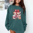Girly Coquette Gingerbread Books And Hot Cocoa Cozy Season Comfort Colors Sweatshirt Chalky Mint