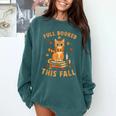 Halloween Fully Booked This Fall Book Ginger Cat Reading Comfort Colors Sweatshirt Chalky Mint