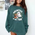 Haunted By My TBR Cute Ghost Book Reading Teacher Halloween Comfort Colors Sweatshirt Chalky Mint Haunted By My TBR Cute Ghost Book Reading Teacher Halloween Comfort Colors Sweatshirt Chalky Mint