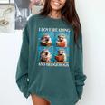 Hedgehog Love Reading And Hedgehogs Child Book Lover Comfort Colors Sweatshirt Chalky Mint