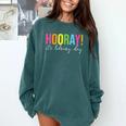 Hooray It's Library Day Teacher Reader Books Back To School Comfort Colors Sweatshirt Chalky Mint