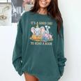 Its A Good Day To Read A Book Cute Pig & Elephant Adventure Comfort Colors Sweatshirt Chalky Mint