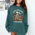Leave Me Alone Skeleton Reading Book Floral Moon Librarian Comfort Colors Sweatshirt Chalky Mint