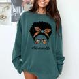 Librarian Teacher Messy Bun Life Book Library Back To School Comfort Colors Sweatshirt Chalky Mint