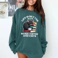 Life Is Better With Books Cats & Coffee Librarian Book Lover Comfort Colors Sweatshirt Chalky Mint Life Is Better With Books Cats & Coffee Librarian Book Lover Comfort Colors Sweatshirt Chalky Mint
