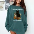 Life Is Better With Cats And Books Cute Cat Lover For Men Women Kids Comfort Colors Sweatshirt Chalky Mint Life Is Better With Cats And Books Cute Cat Lover For Men Women Kids Comfort Colors Sweatshirt Chalky Mint