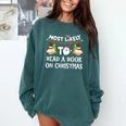 Most Likely To Read A Book On Christmas Snowman Family Comfort Colors Sweatshirt Chalky Mint