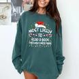 Most Likely To Read A Book Through Christmas Xmas Comfort Colors Sweatshirt Chalky Mint