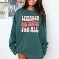 Literacy And Justice For All Book Lover Comfort Colors Sweatshirt Chalky Mint