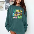 Literacy And Justice For All Protect Banned Books Library Comfort Colors Sweatshirt Chalky Mint