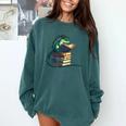 Lizard Reading Book Librarian Bookworm Reader Read Comfort Colors Sweatshirt Chalky Mint
