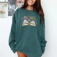 Mardi Gras Book Librarian Author Purple Beads Comfort Colors Sweatshirt Chalky Mint
