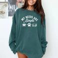 My Needs Are Simple Cat Dog Reading Book Coffee Comfort Colors Sweatshirt Chalky Mint