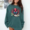 Octopus Reading Book Coffee Lover Bookaholic Bookworm Reader Comfort Colors Sweatshirt Chalky Mint