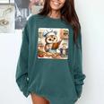Owl Learning To Cook With Cookbook Chef Apron Stove Cooking Comfort Colors Sweatshirt Chalky Mint