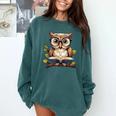 Owl Reading A Book Perched On A Branch Bookworm Comfort Colors Sweatshirt Chalky Mint Owl Reading A Book Perched On A Branch Bookworm Comfort Colors Sweatshirt Chalky Mint
