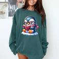 Penguin Reading a Book Animal Comfort Colors Sweatshirt Chalky Mint