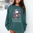 Psychological Thriller Reader Fan Skull Flowers Books Comfort Colors Sweatshirt Chalky Mint