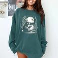 Rabbit Reading Book Full Moon Lake Scenery Comfort Colors Sweatshirt Chalky Mint