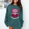 I Read Banned Books Axolotl Reading Comfort Colors Sweatshirt Chalky Mint