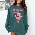Read 'Em Western Cowgirl Retro Groovy Reading Books Comfort Colors Sweatshirt Chalky Mint Read 'Em Western Cowgirl Retro Groovy Reading Books Comfort Colors Sweatshirt Chalky Mint