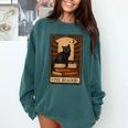 The Reader Cat Book Reading Halloween Tarot Card Comfort Colors Sweatshirt Chalky Mint