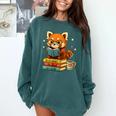 Reading Book Lover Red Panda Read Books Be Kind Stays Weird Comfort Colors Sweatshirt Chalky Mint