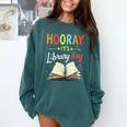 Reading Books Bibliophile Hooray It's Library Day Comfort Colors Sweatshirt Chalky Mint