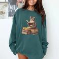 Reading Cat Book Lover Comfort Colors Sweatshirt Chalky Mint