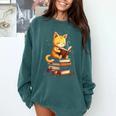 Reading Cat Books Cute Comfort Colors Sweatshirt Chalky Mint Reading Cat Books Cute Comfort Colors Sweatshirt Chalky Mint