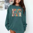Reading Is My Favorite Sport Retro Groovy Book Lovers Comfort Colors Sweatshirt Chalky Mint