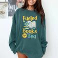 Reading Hobby Bookshelves Library Fueled By Books And Tea Comfort Colors Sweatshirt Chalky Mint