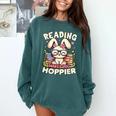 Reading Makes You Hoppier Bunny Book Fans Toddler Kid Comfort Colors Sweatshirt Chalky Mint