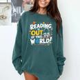 Reading Is Out Of This World Space Book Lover Kids Comfort Colors Sweatshirt Chalky Mint
