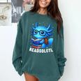 Readsolotl Blue Kawaii Axolotl Book Lover Reading Comfort Colors Sweatshirt Chalky Mint