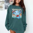 Readsolotl Blue Kawaii Axolotl Book Lover Reading Retro Comfort Colors Sweatshirt Chalky Mint